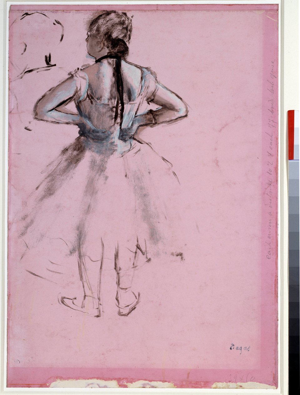Dansare från ryggen, händerna på höfterna Essence på rosa papper av Edgar Degas (1834-1917) 1873 Dim. 0,39 x 0,27 cm Paris, Louvren av Edgar Degas