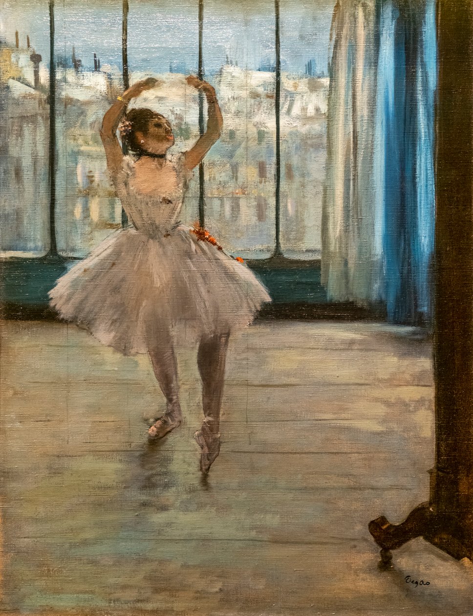 Dansare poserar hemma hos en fotograf (1874). Olja på duk. av Edgar Degas