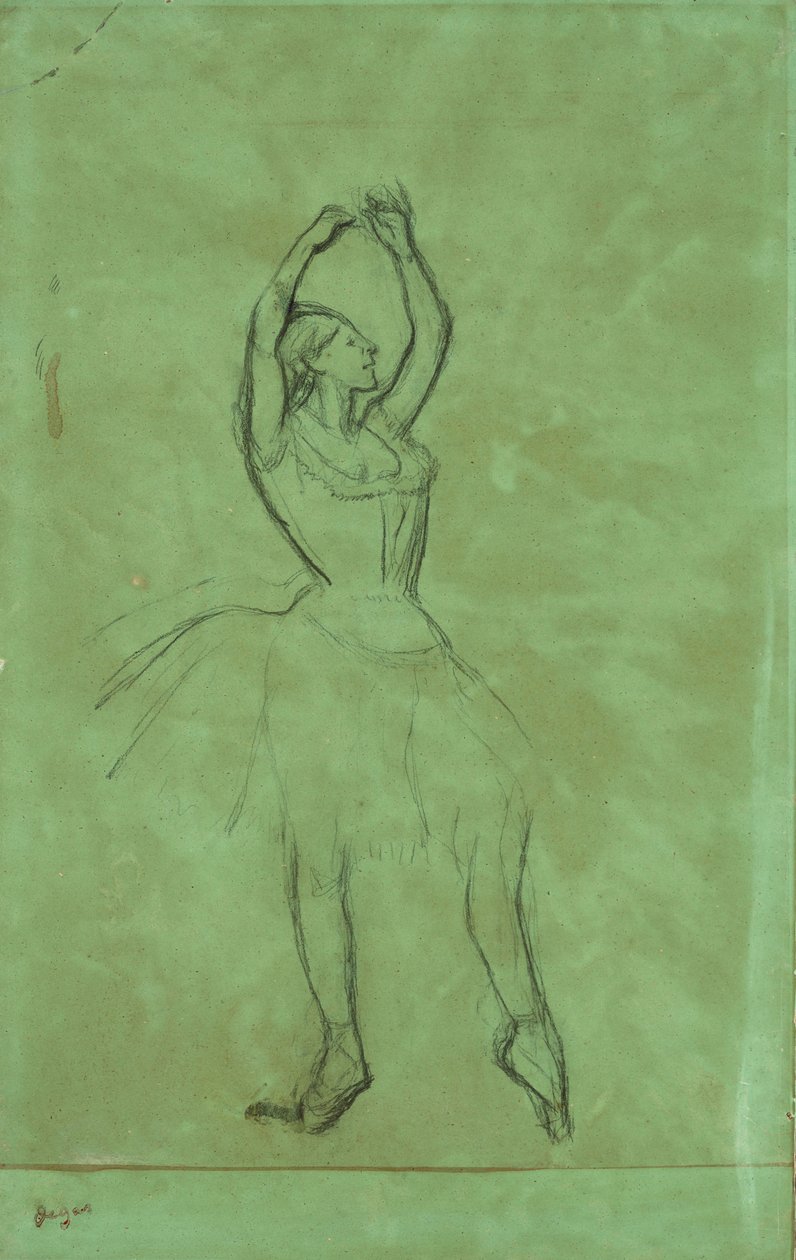 Dansare med upphöjda armar av Edgar Degas