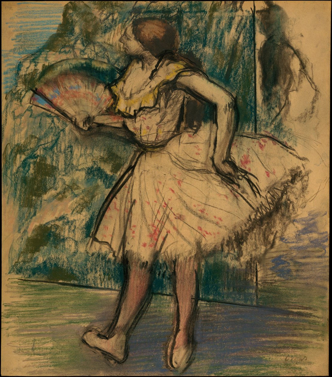 Dansös med solfjäder av Edgar Degas