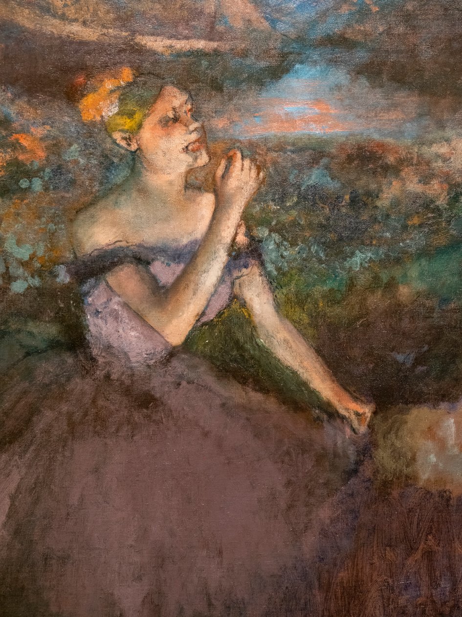Dansare med buketter (detalj). Omkring 1895-1900. Olja på duk. av Edgar Degas