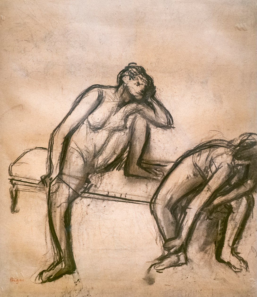 Dansare i vila. Omkring 1900. Kol på papper limmar på kartong. av Edgar Degas