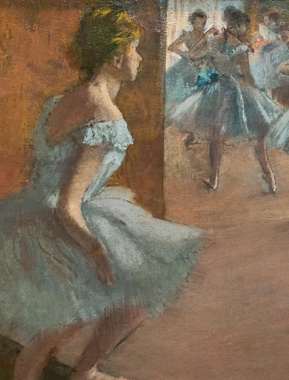 Dansare som klättrar i en trappa (detalj). Mellan 1886 och 1888. Olja på duk. av Edgar Degas