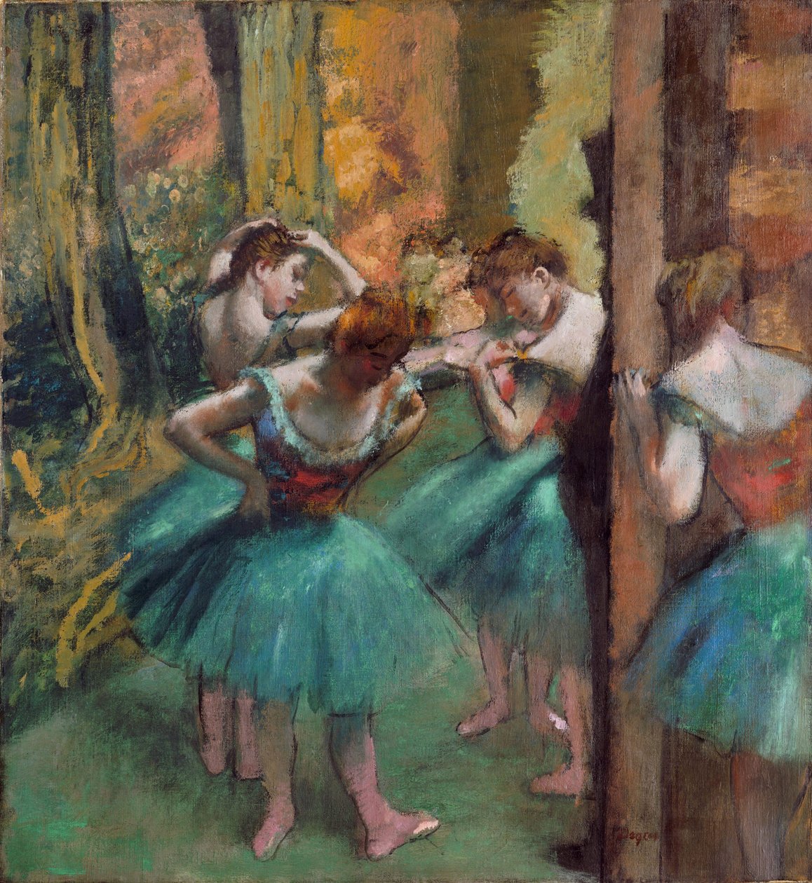 Dansare i rosa och grönt (Dancers, Pink and Green) (olja på duk) av Edgar Degas