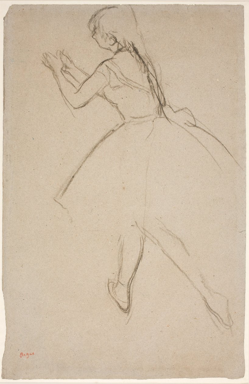 Dansar i gångställning med utsträckta armar av Edgar Degas
