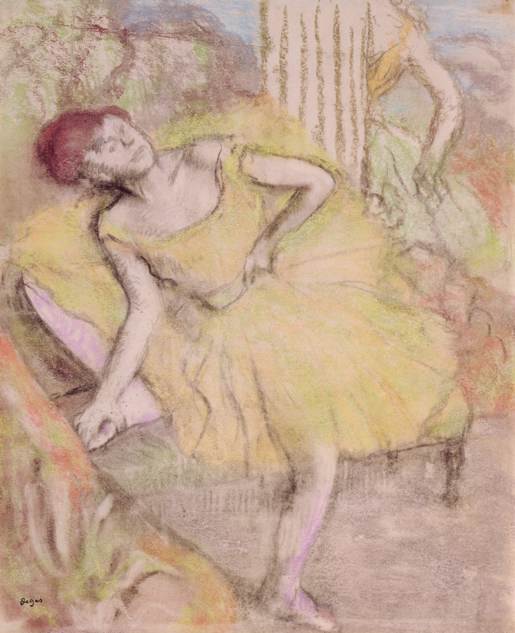 Resting Dancer, ca 1897-1900 (pastell och motsäker på papper) av Edgar Degas