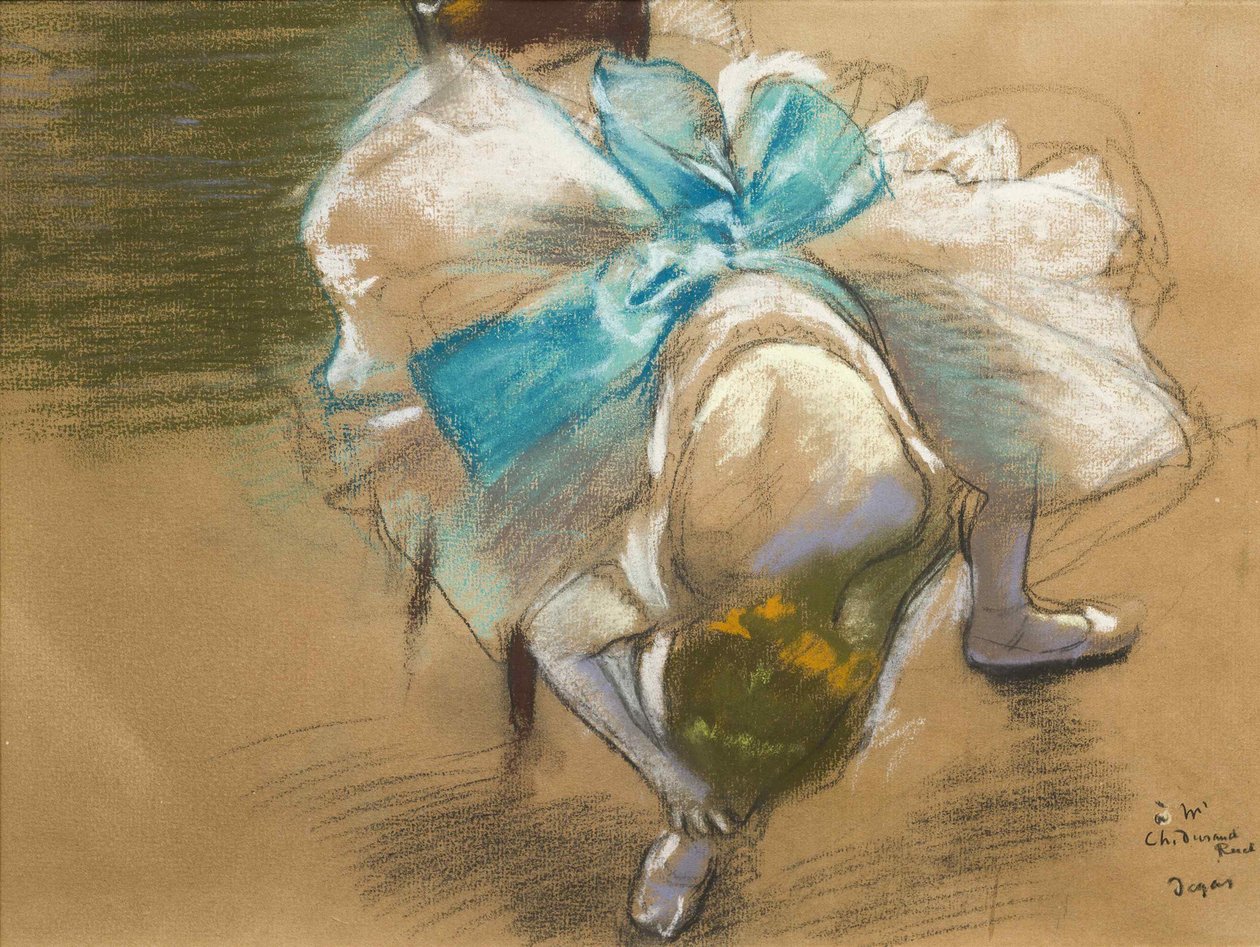 Dansare som knyter sin toffel, 1887. av Edgar Degas