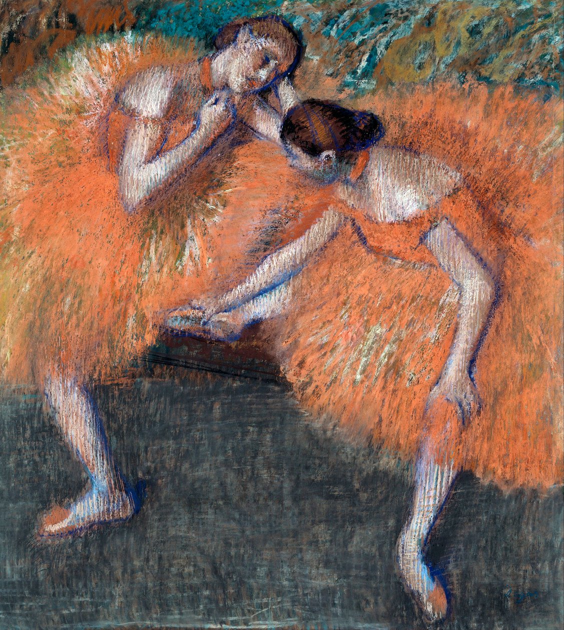 "" Two Dancers "" (Två dansare) teckning av Edgar Degas (1834-1917) ca 1898 Dim 95,5x87 cm Dresden State Art Collections Dresden av Edgar Degas