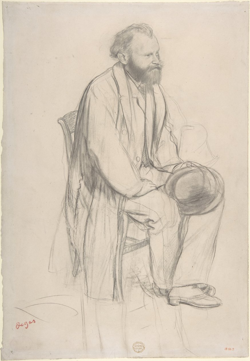 Édouard Manet, sittande, hållande sin hatt av Edgar Degas
