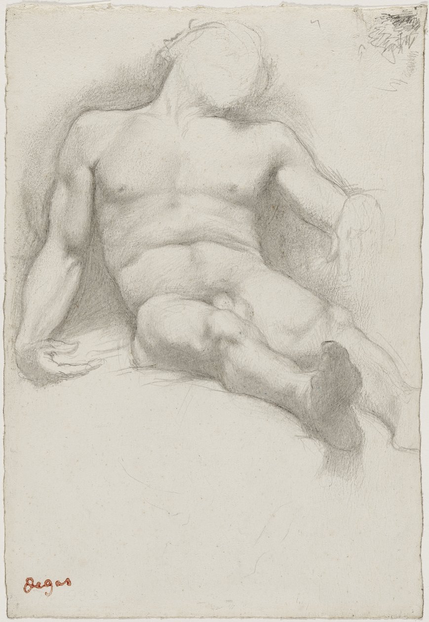 Studie - liggande naken man av Edgar Degas