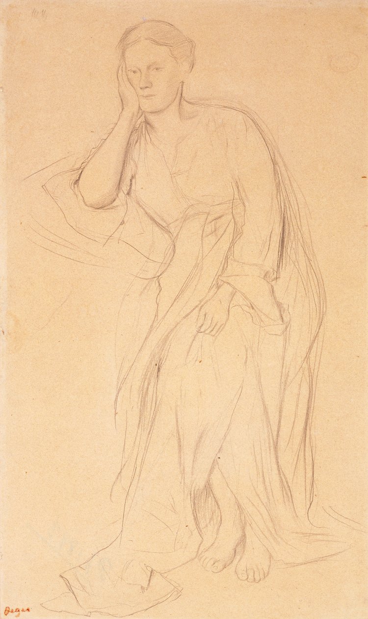 Eugenie Fiocre, studie åt Mlle Fiocre i baletten The Source, ca 1867 av Edgar Degas