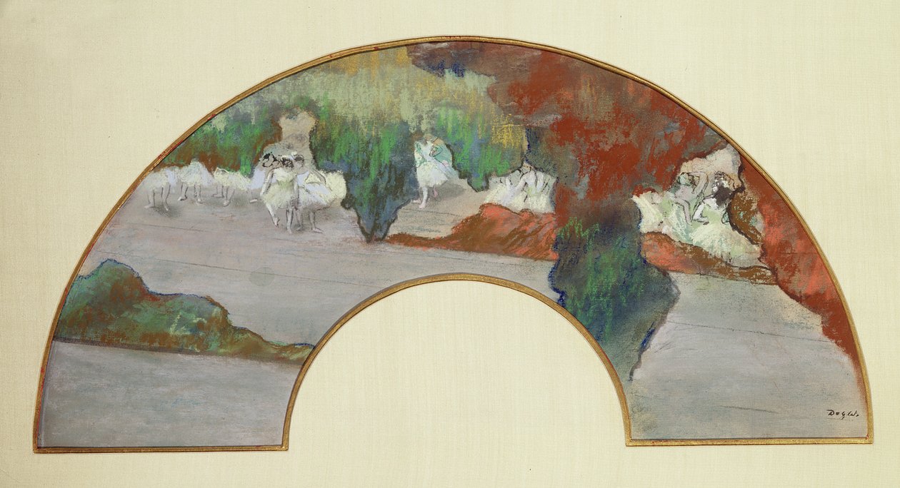 Fan, ca 1879 (gouache och pastell på siden) av Edgar Degas