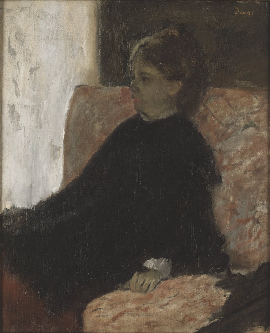 Femme en noir - Lady in Black, av Degas, Edgar (1834-1917). Olja på duk. Mått: 60x51 cm. Nationalmuseum Stockholm av Edgar Degas