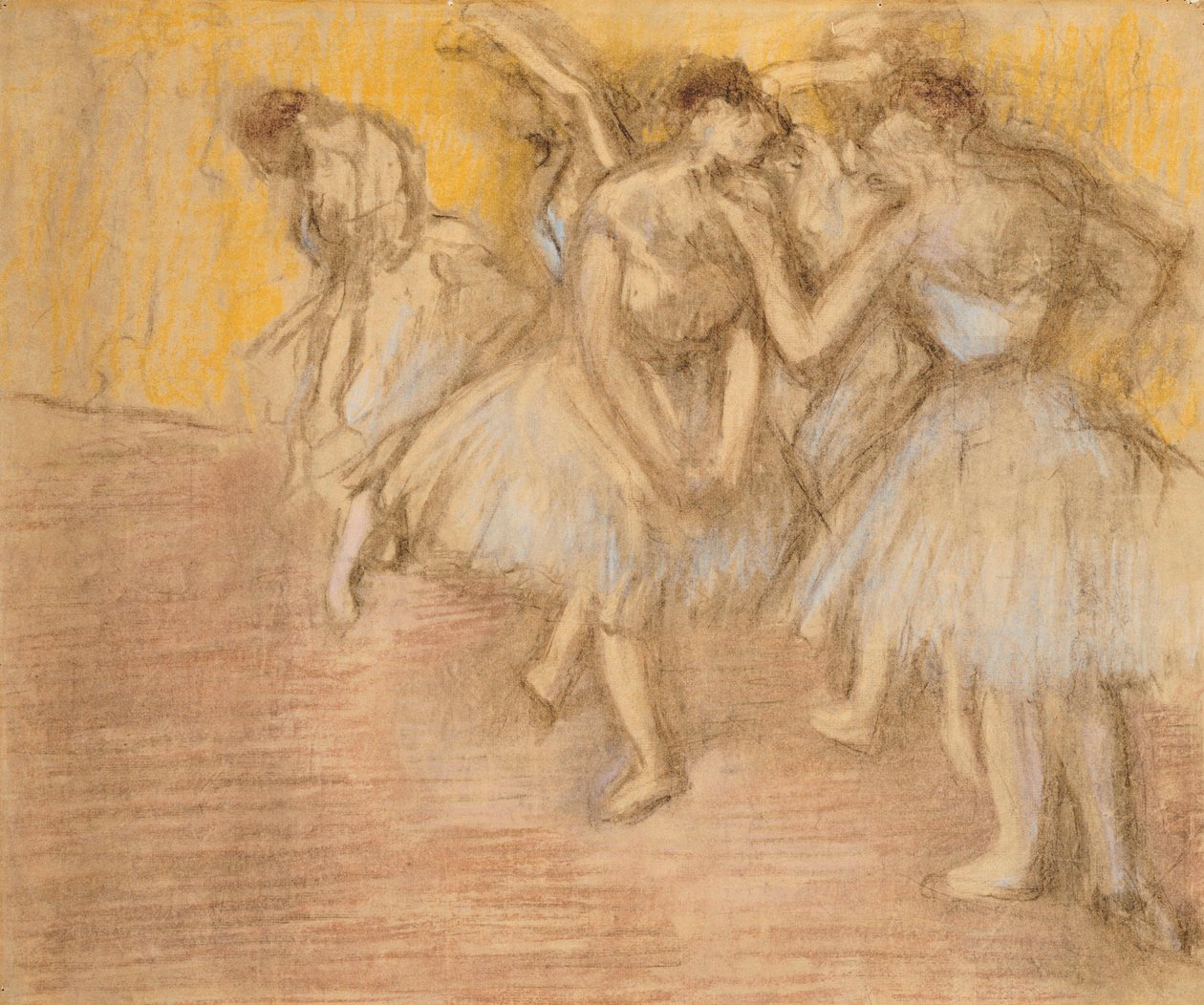 Fem dansare på scenen, ca 1906-08 av Edgar Degas