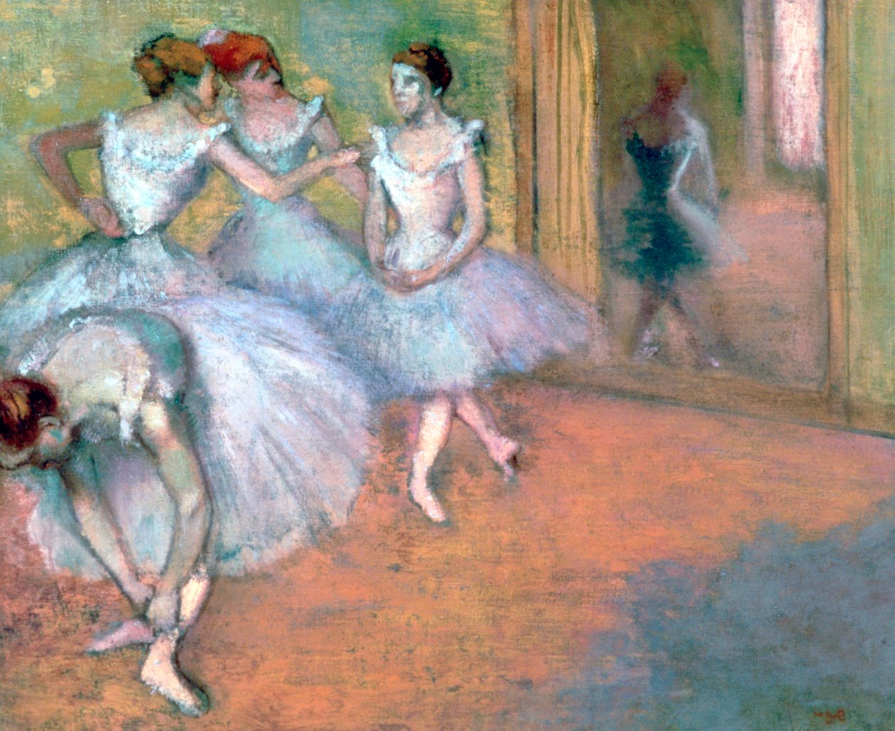 Fyra dansare i foajén, sent 1800-tidigt 1900-tal av Edgar Degas