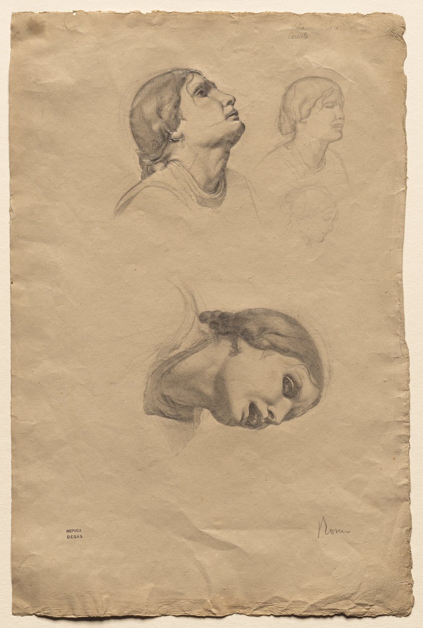 Fyra studier av en ung italiensk kvinnas huvud av Edgar Degas