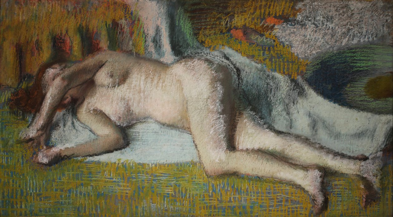 Franska: Après le bain (femme nue couchée) av Edgar Degas