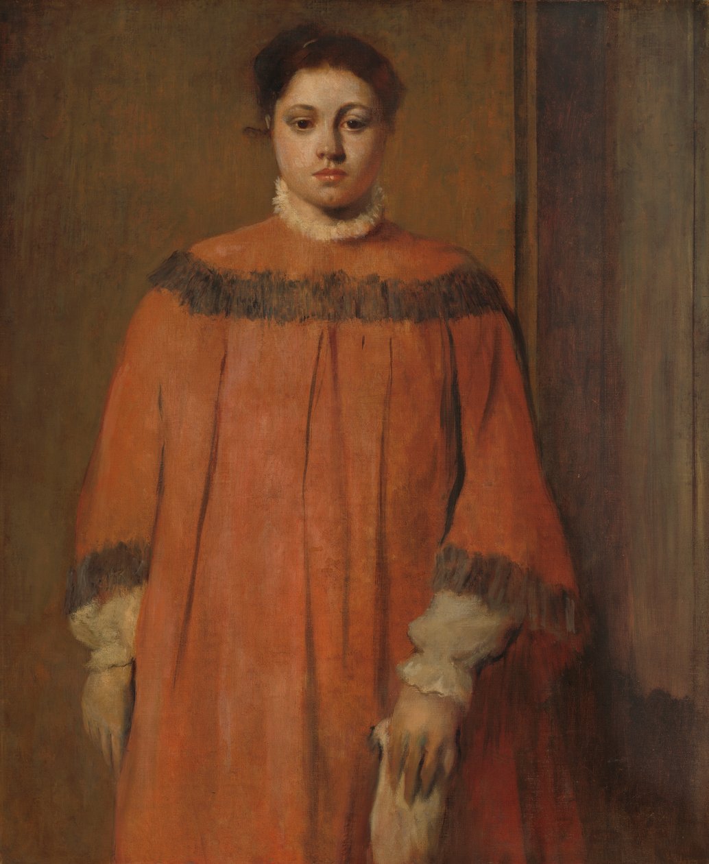 Flicka i rött, ca 1866 av Edgar Degas