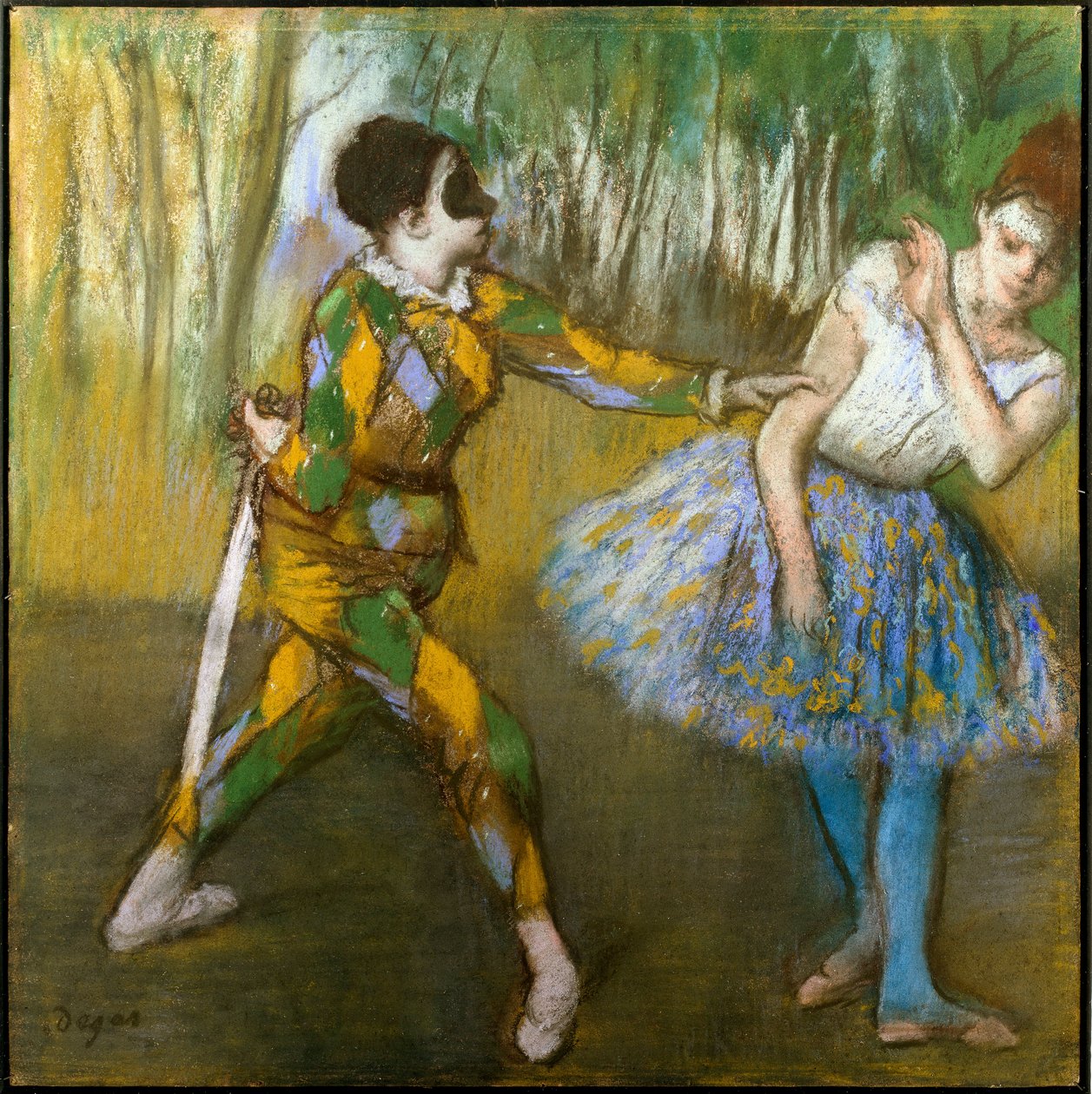Harlekin och Colombine. Målning av Edgar Degas (1834-1917) av Edgar Degas