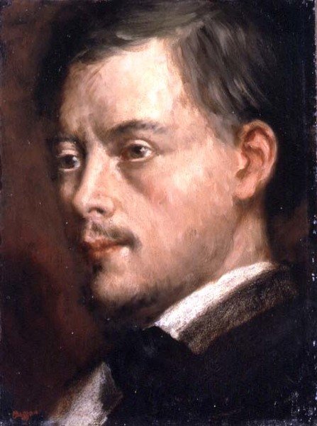 Head of a Man, ca 1864 (olja på duk nedlagd ombord) av Edgar Degas