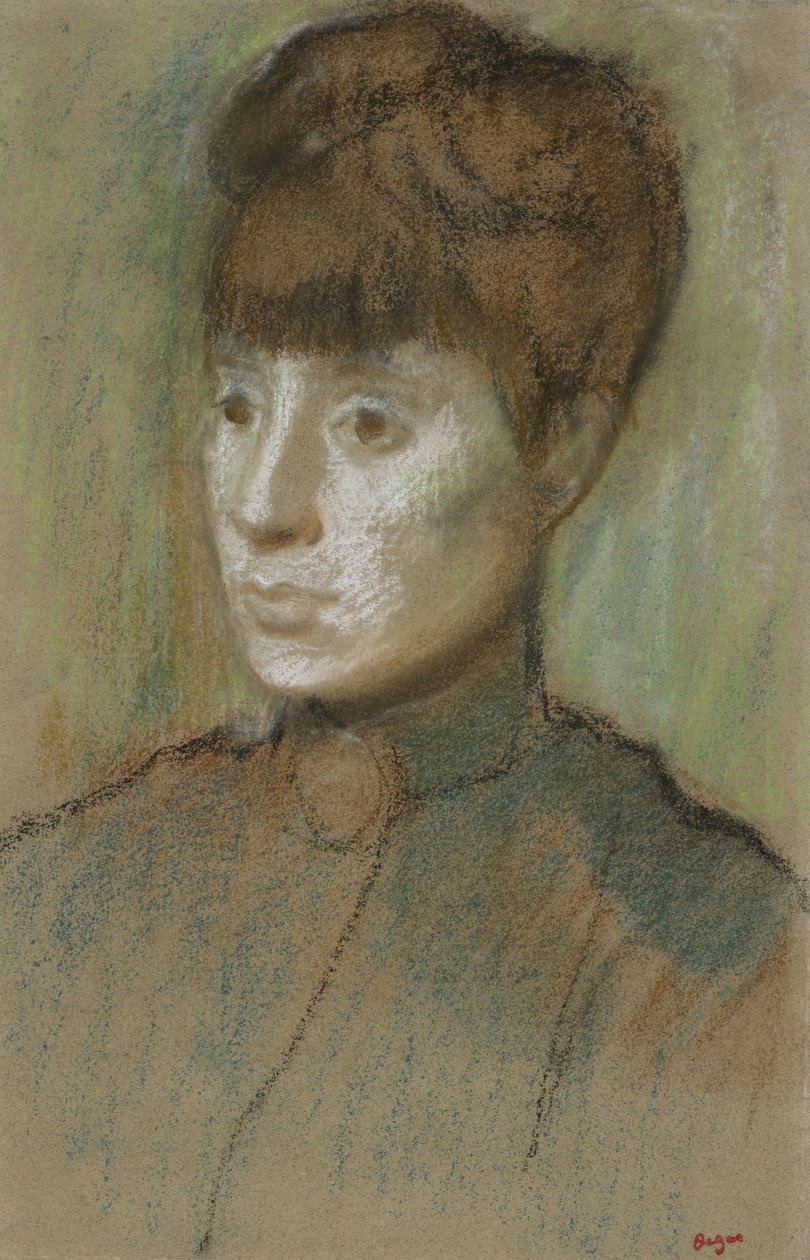 Kvinnohuvud, 1884 (pastell på papper) av Edgar Degas