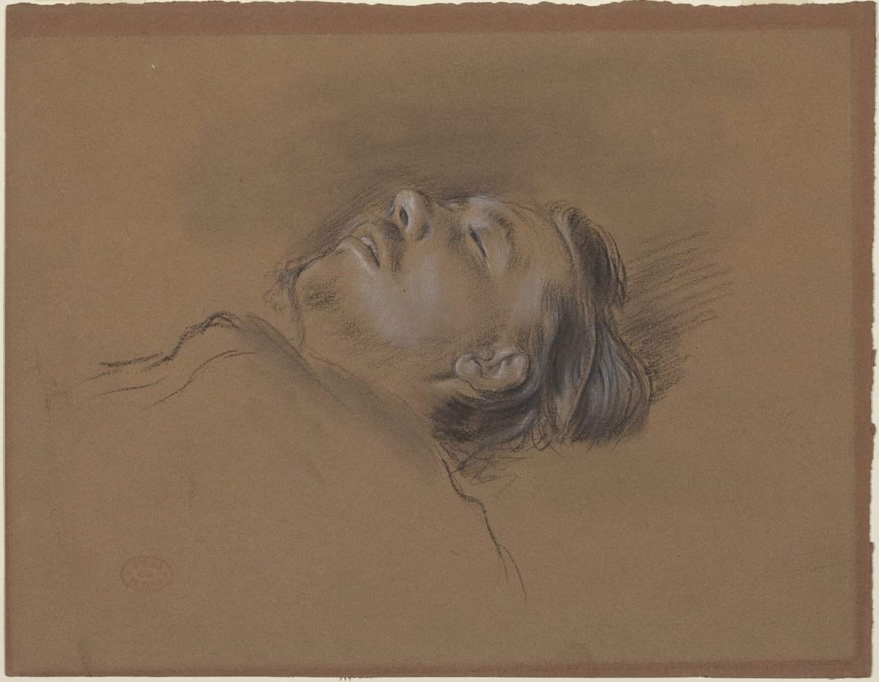 ”Den fallne jockeyns huvud” (studie till ”Scen från hinderloppet: Den fallne jockeyn”) av Edgar Degas