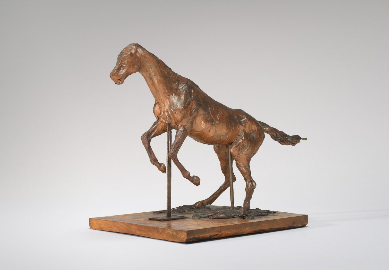 Horse Balking Horse Rensar ett hinder, sent 1880-tal. av Edgar Degas
