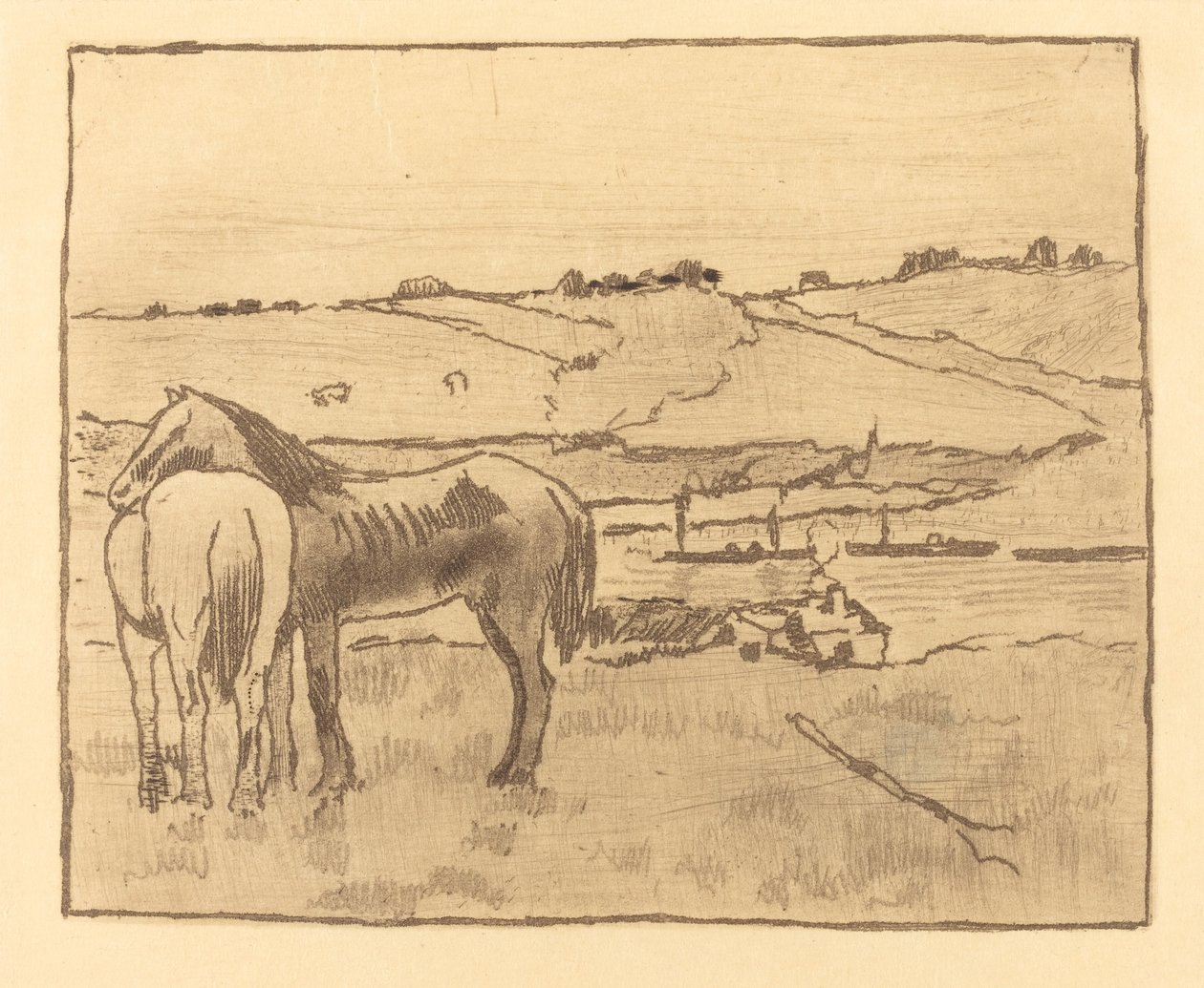 Hästar på ängen av Edgar Degas