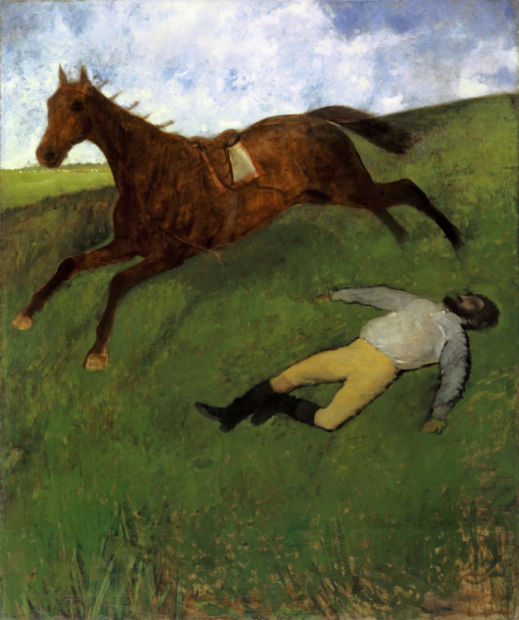 Skadad jockey, 1896-98 av Edgar Degas