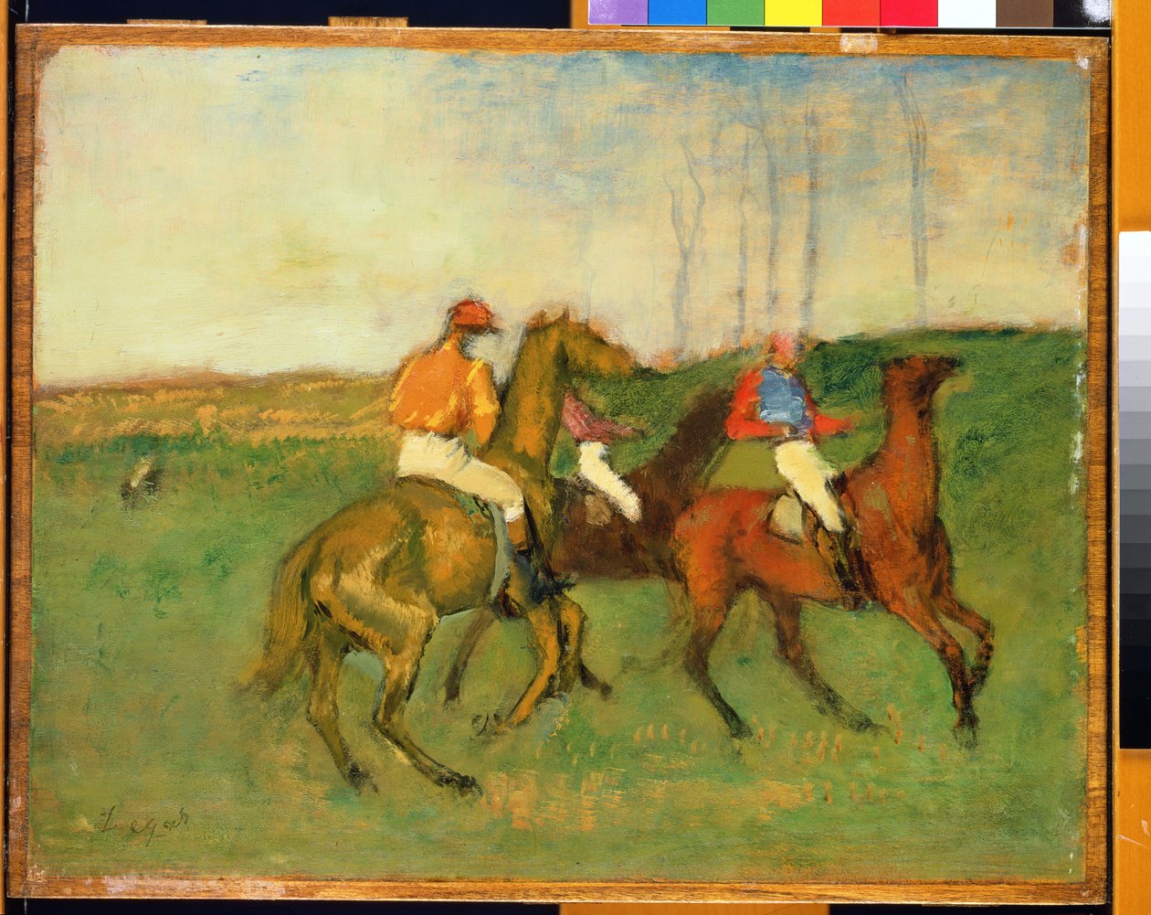 Jockeys och kapplöpningshästar, ca 1890-95 av Edgar Degas