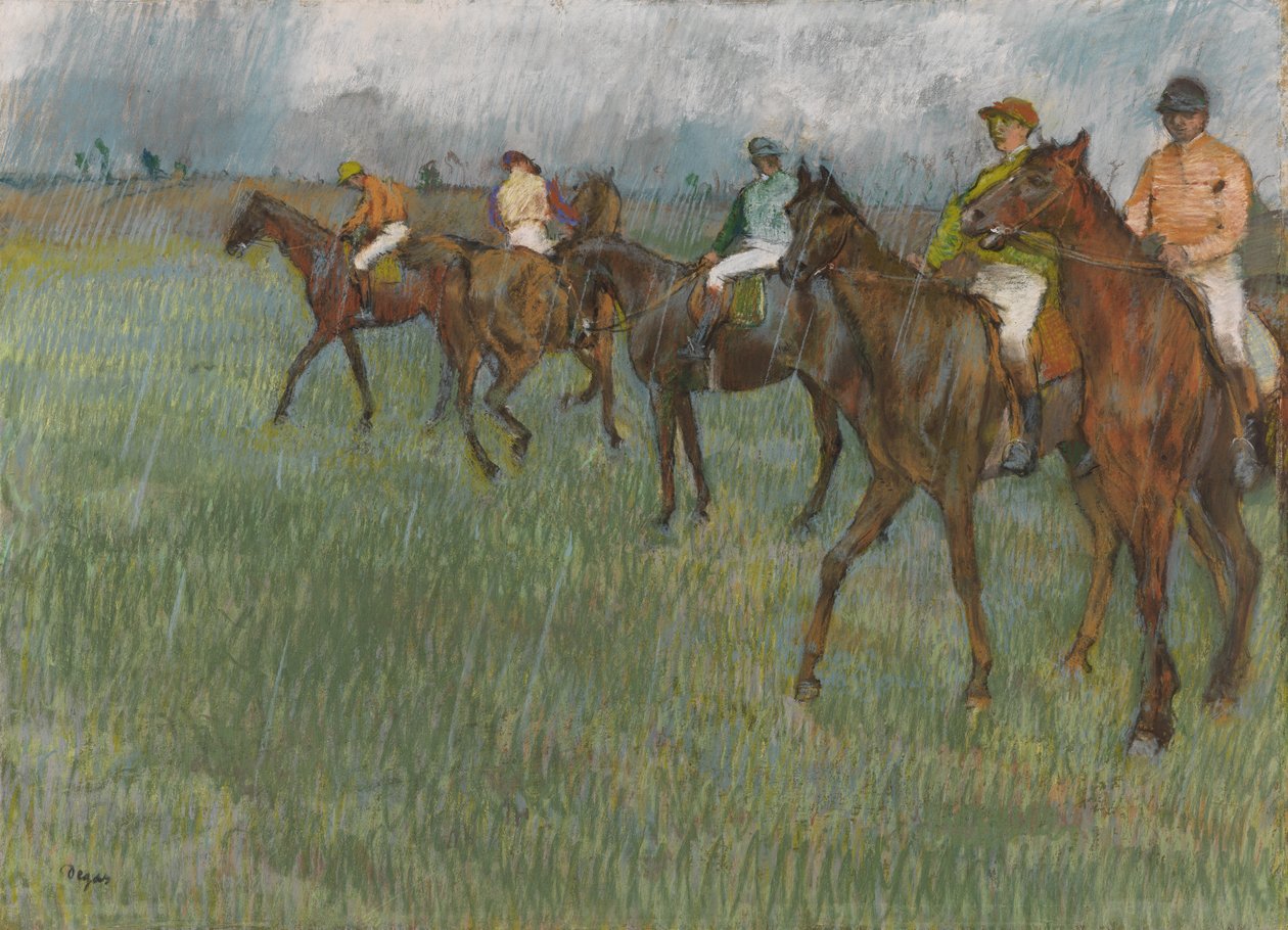 Jockeys in the Rain, ca 1886 (pastell på papper) av Edgar Degas