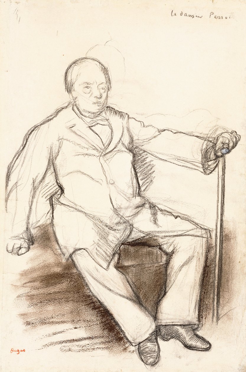 Jules Perrot, studie för Dansaren Perrot, sittande, ca 1880 av Edgar Degas