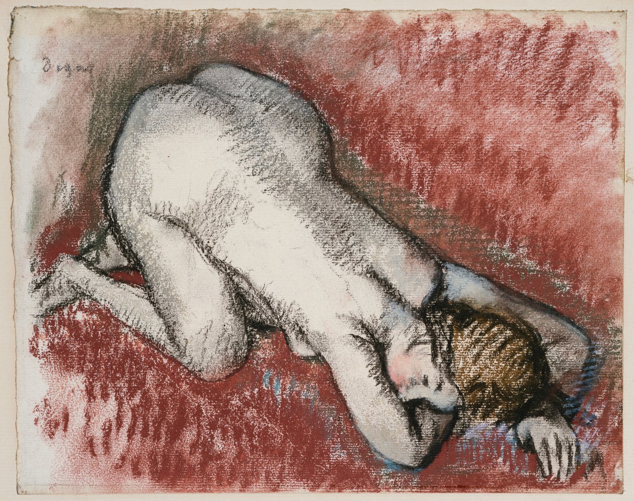 Knästående naken kvinna, ca 1889-95 av Edgar Degas