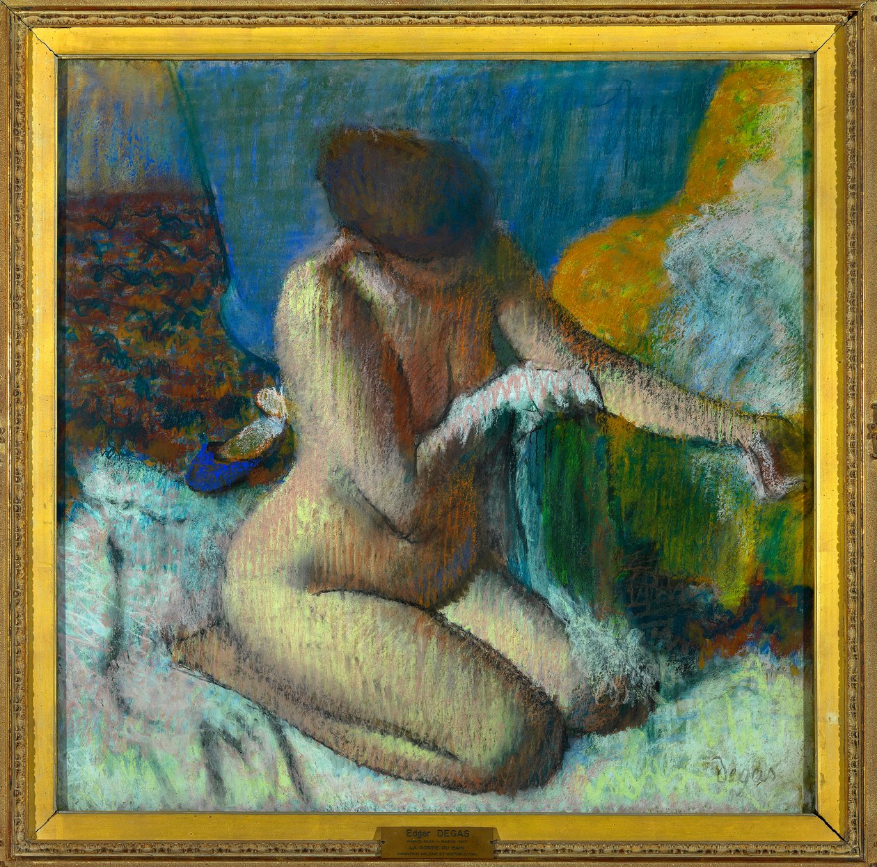 Lämnar badet Pastellmålning av Edgar Degas (1834-1917) Dim 0,89 x 1,16 m Paris Louvren Museum Obligatoriskt omnämnande: Donation Helene och Victor Lyon av Edgar Degas