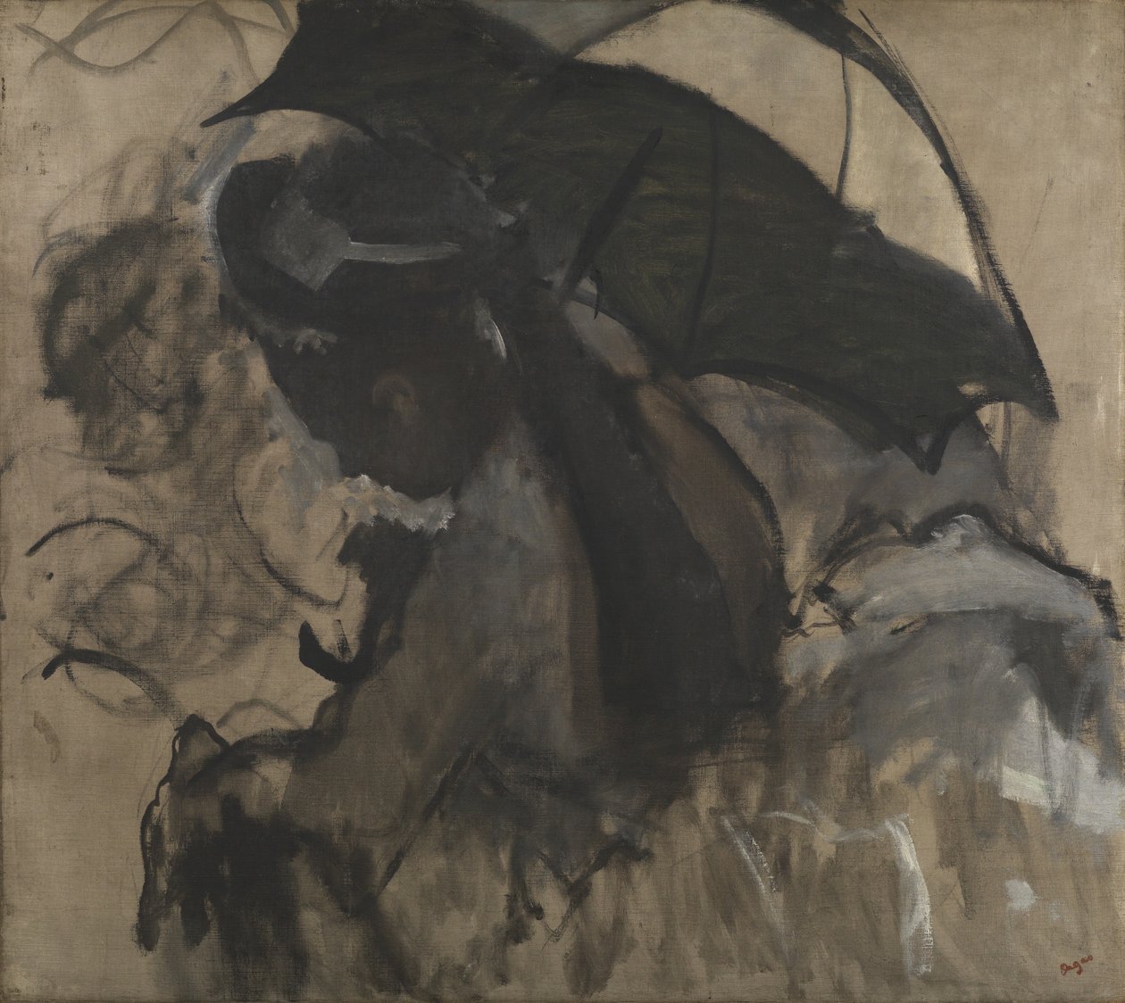Dam med ett parasoll, 1870-72 av Edgar Degas