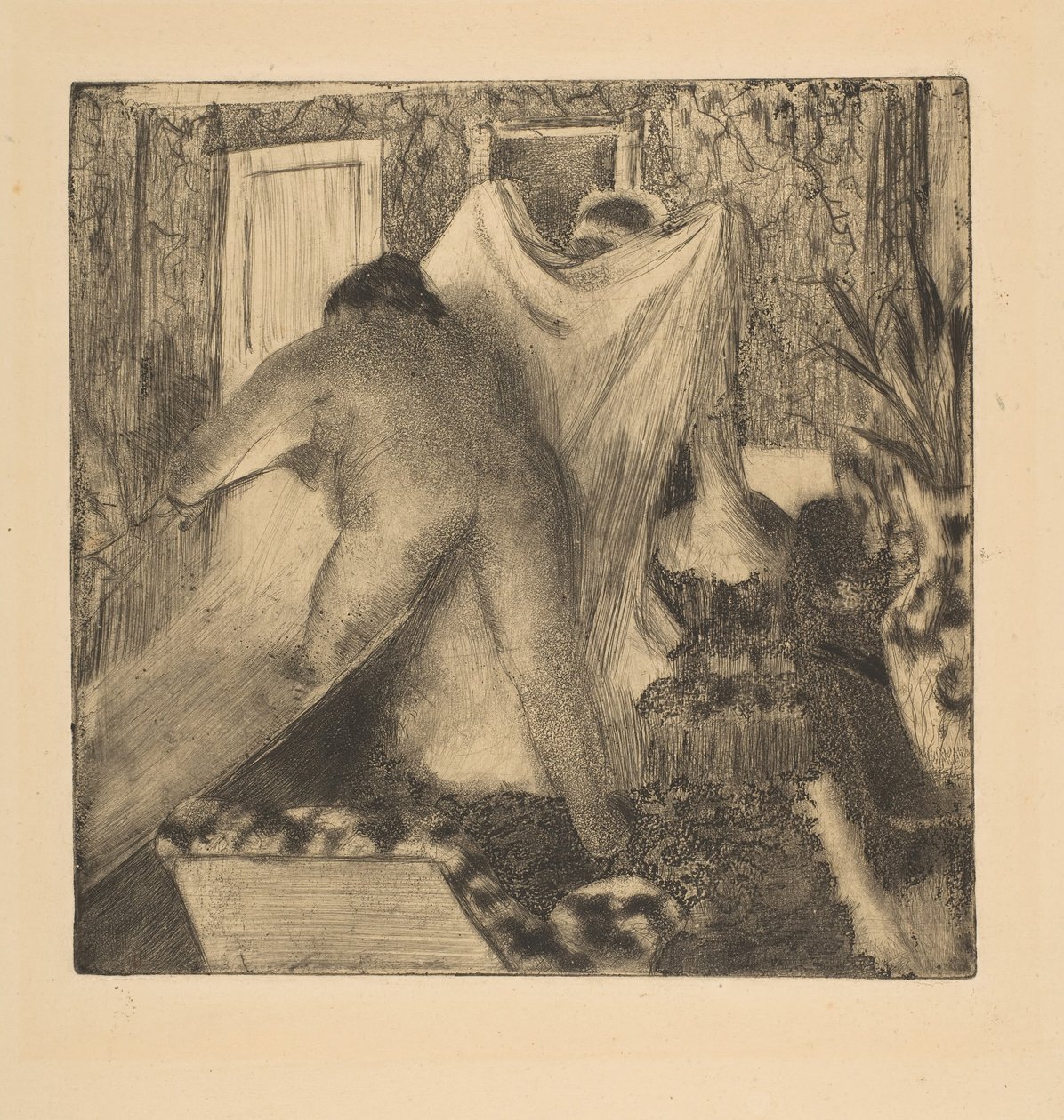 Lämnar badet, 1879-80. av Edgar Degas