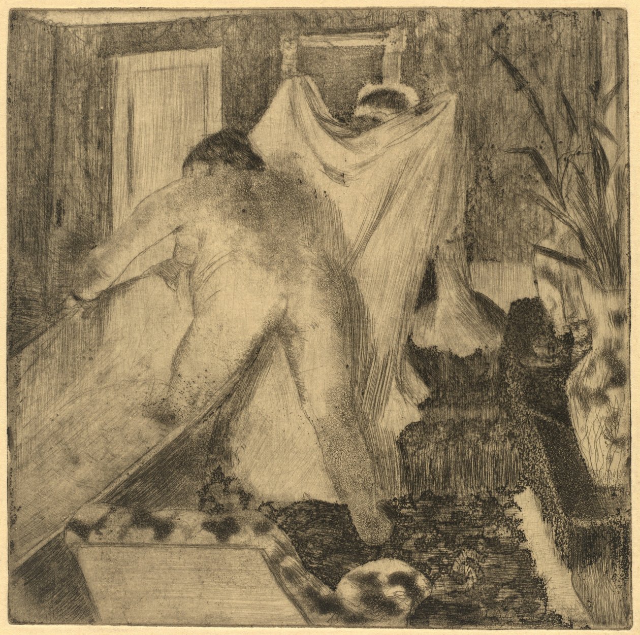 Lämnar badet La sortie du bain, c. 18791880. av Edgar Degas
