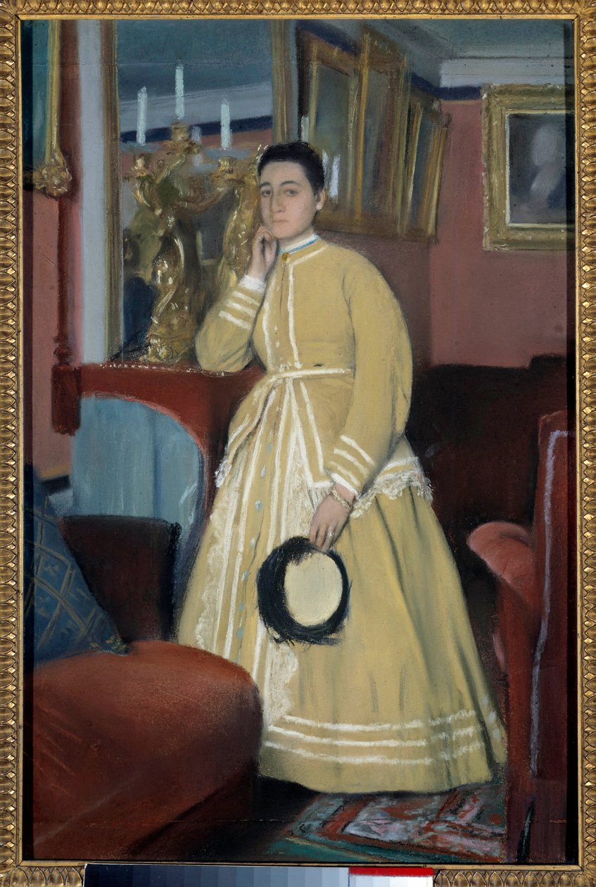 Madame Edmond Morbilli målning av Edgar Degas (1834-1917) 1869 Privat samling av Edgar Degas