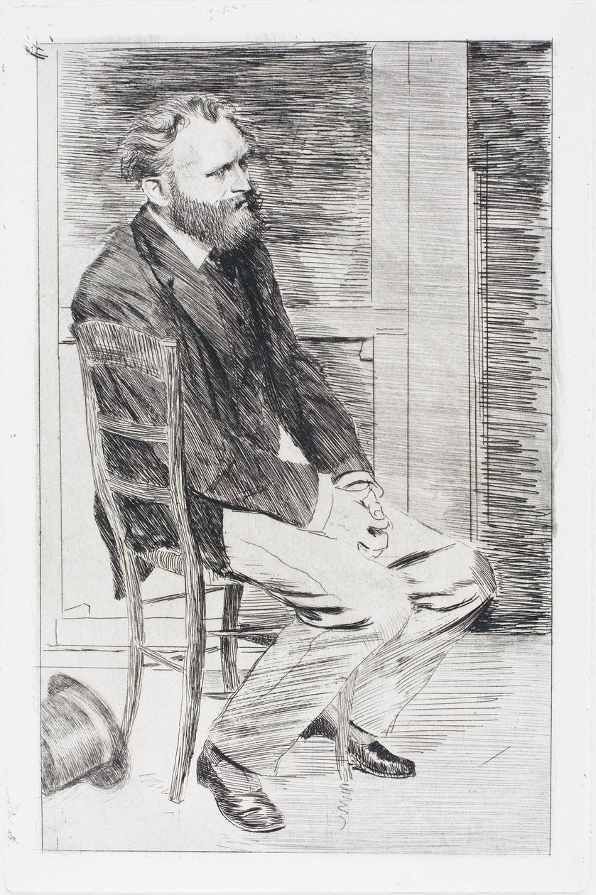 Manet sittande, vänd åt höger av Edgar Degas