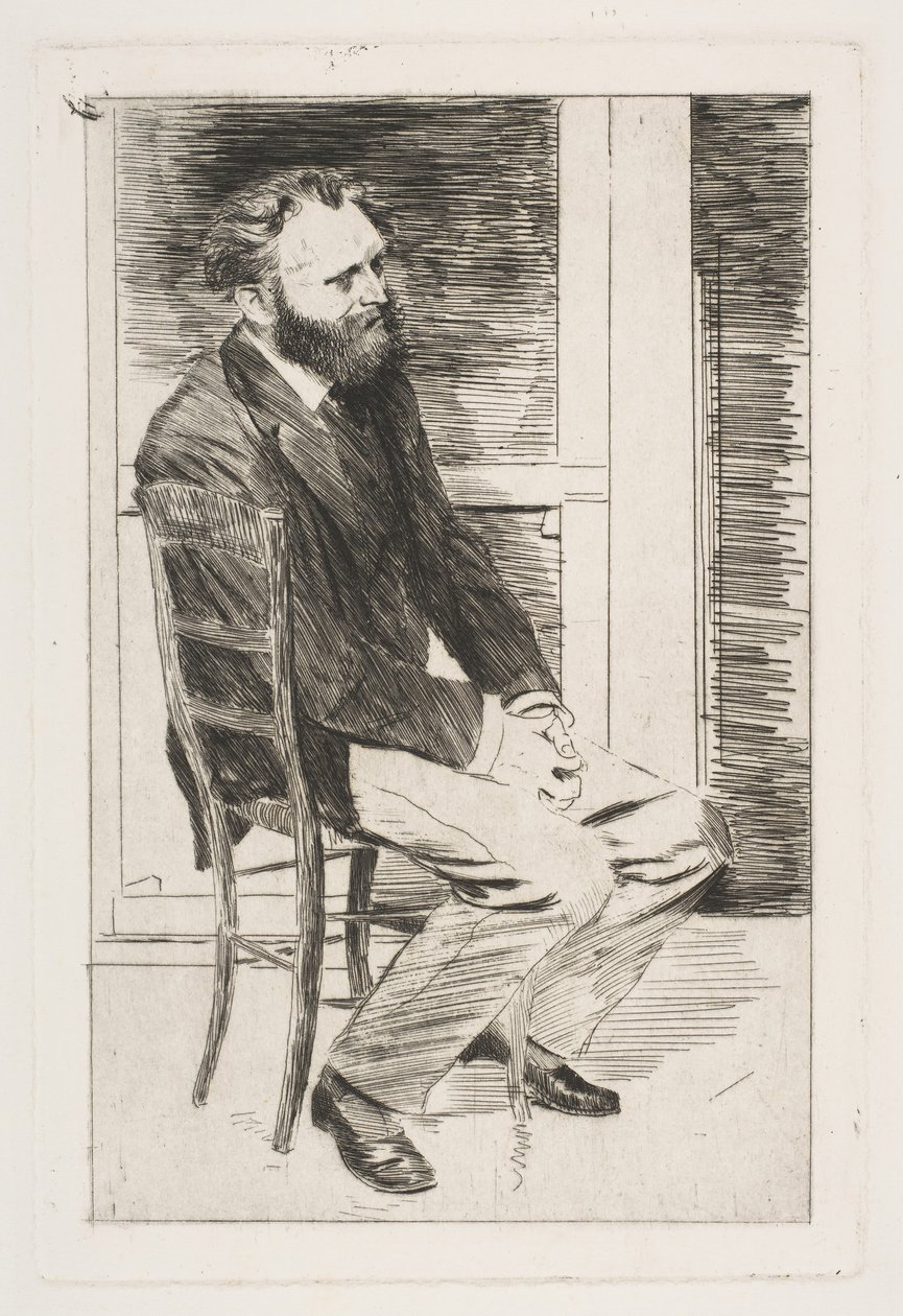 Manet sittande, vänd till höger, 1864-65. av Edgar Degas