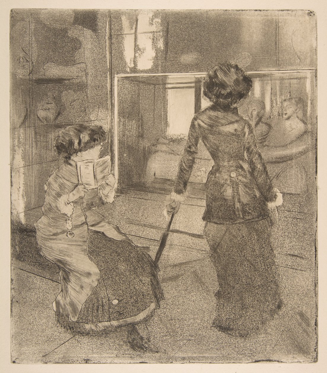 Mary Cassatt på Louvren: Det etruskiska galleriet av Edgar Degas