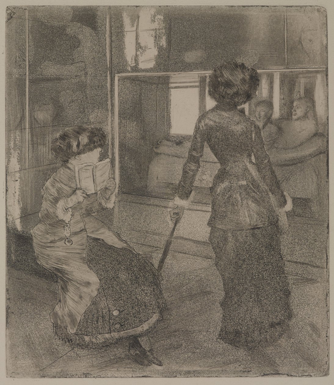 Mary Cassatt vid Louvren: Etruskiska galleriet av Edgar Degas