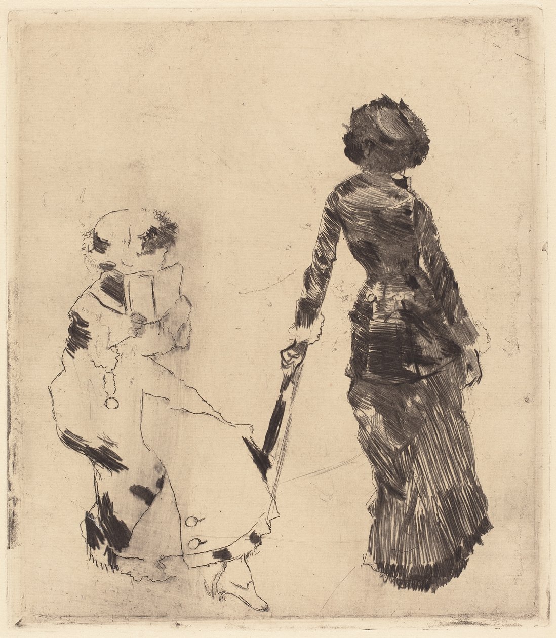 Mary Cassatt vid Louvren: Etruskiska galleriet, 1879-1880 av Edgar Degas