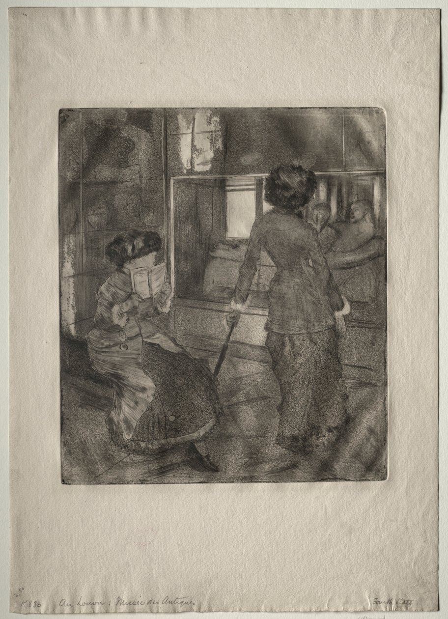 Mary Cassatt vid Louvren: Etruskiska galleriet, 1879-1880. av Edgar Degas