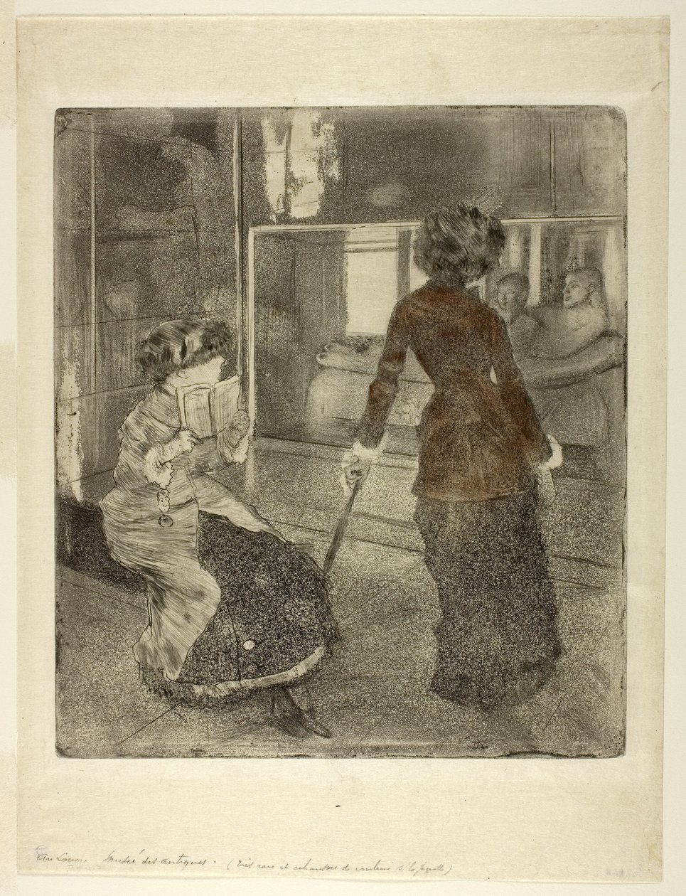 Mary Cassatt vid Louvren: Etruskiska galleriet, 1879-80 av Edgar Degas