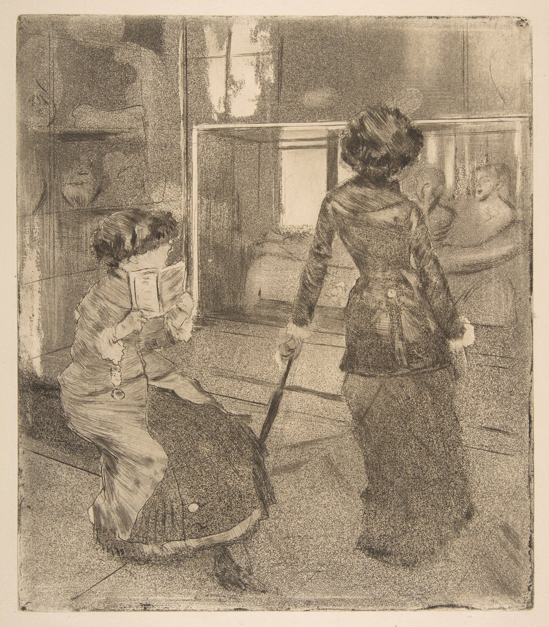 Mary Cassatt vid Louvren: Etruskiska galleriet, 1879-80. av Edgar Degas