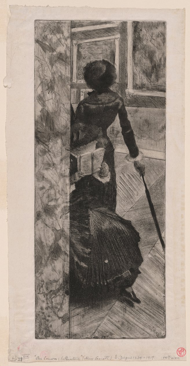 Mary Cassatt i målerigalleriet på Louvren av Edgar Degas