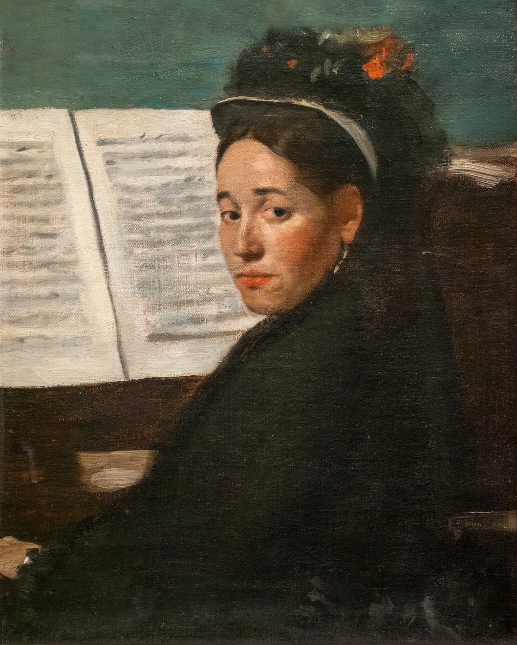Miss Dihau vid pianot. Omkring 1870. Olja på duk. av Edgar Degas