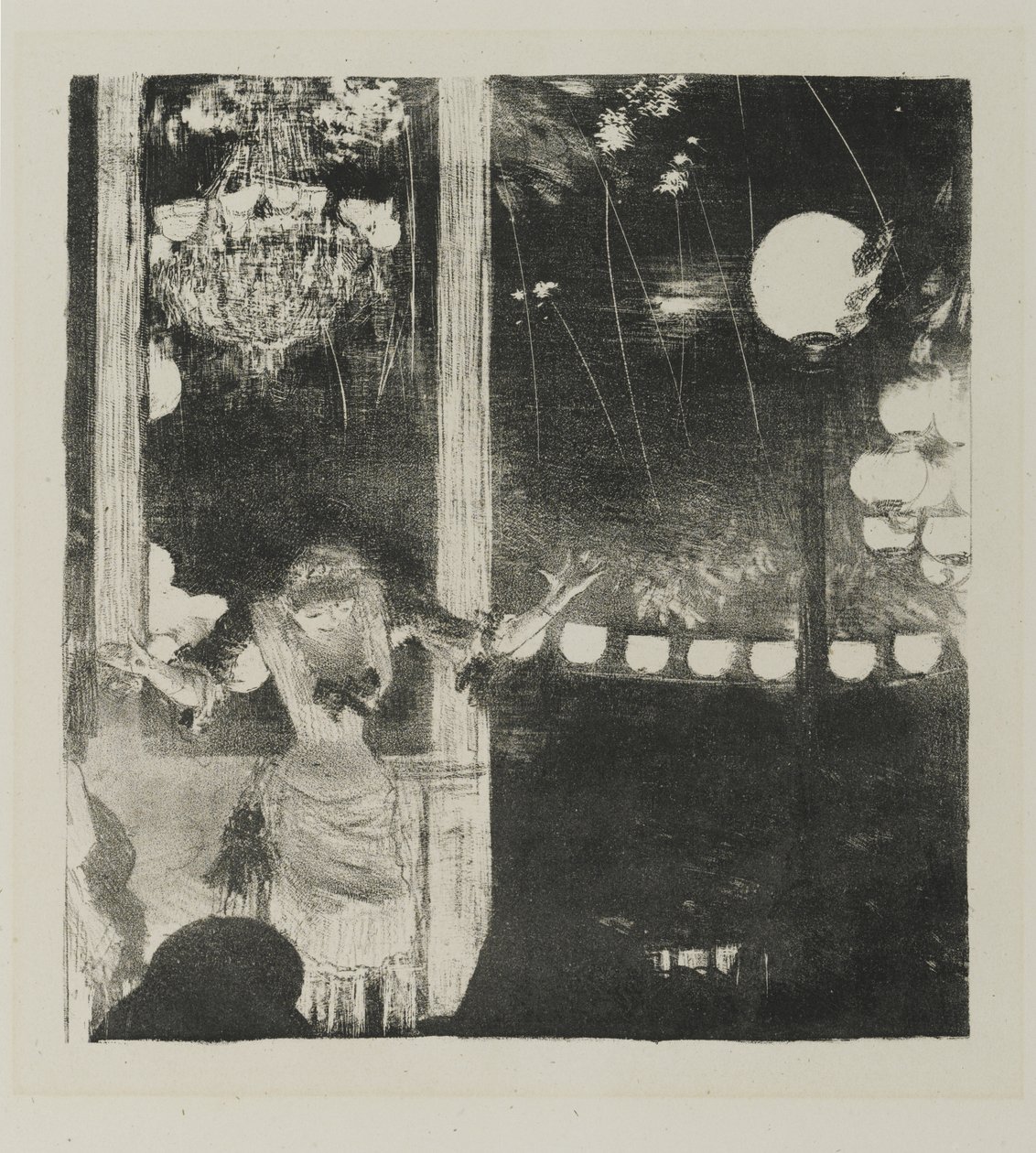 Mlle Becat på Cafe des Ambassadeurs, 1877-78 (lito på vävt papper) av Edgar Degas