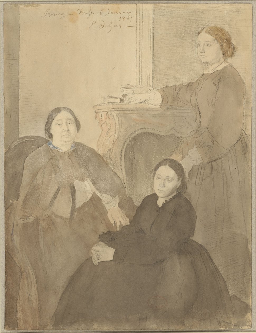 Mme Michel Musson och hennes döttrar, Estelle och Désirée av Edgar Degas